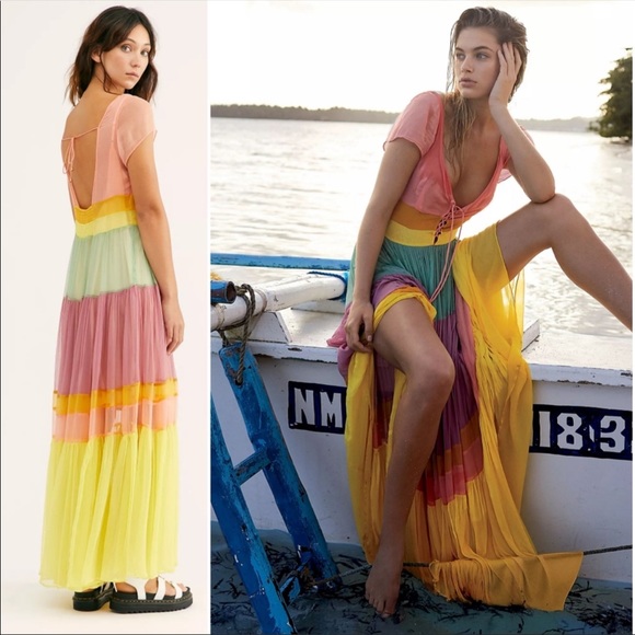 Free People Dresses & Skirts - Free People Hocus Pocus Rainbow Maxi Dress